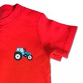 Baby Boys Organic Tractor T Shirt - Blue Embroidery
