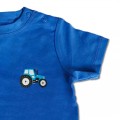 Baby Boys Organic Tractor T Shirt - Blue Embroidery