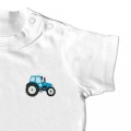 Baby Boys Organic Tractor T Shirt - Blue Embroidery