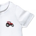 Organic Kids Tractor T Shirt - Red Embroidery