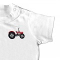 Baby Kids Organic Vintage Tractor T Shirt - Red Embroidery