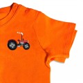 Baby Kids Organic Vintage Tractor T Shirt - Red Embroidery