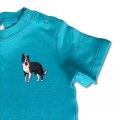 Baby Organic Standing Collie Dog T Shirt - Black Embroidery
