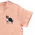 Baby Organic Standing Collie Dog T Shirt - Black Embroidery