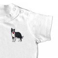 Baby Organic Standing Collie Dog T Shirt - Black Embroidery