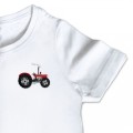 Organic Kids Vintage Tractor T Shirt - Red Embroidery