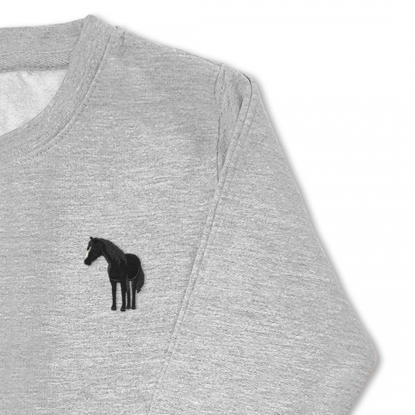 Kids Standing Horse Jumper - Black Embroidery