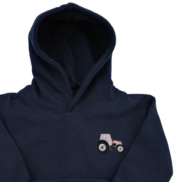 Organic Girls Tractor Hoodie - Blush Pink Embroidery