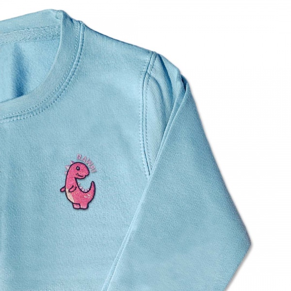 Girls Dinosaur Jumper - Bright Pink Embroidery