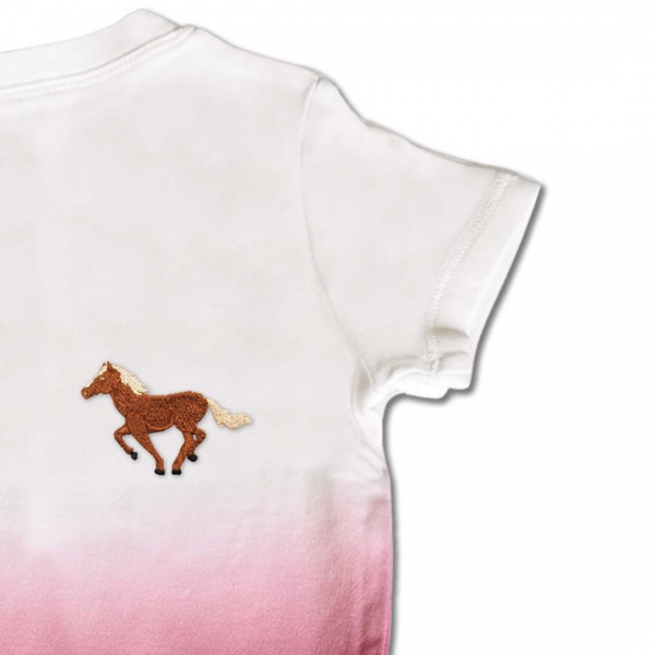 Organic Baby Running Horse T Shirt - Brown Embroidery