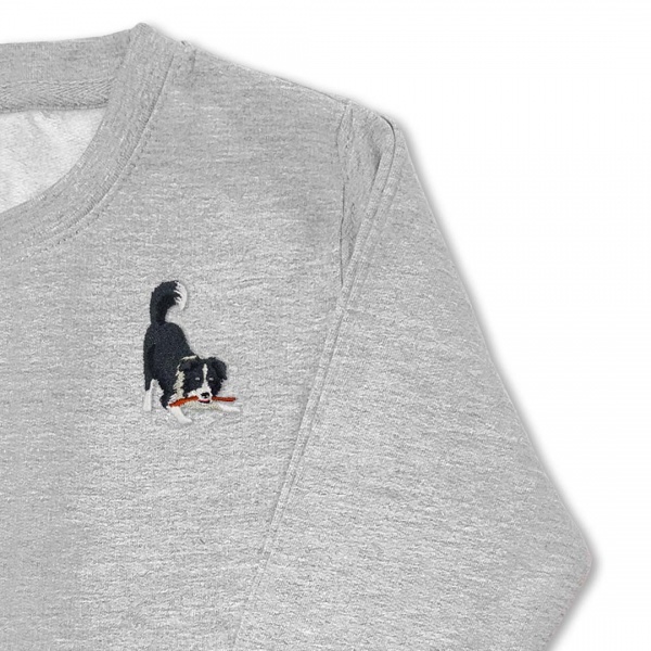 Crouching Border Collie Jumper - Black Embroidery