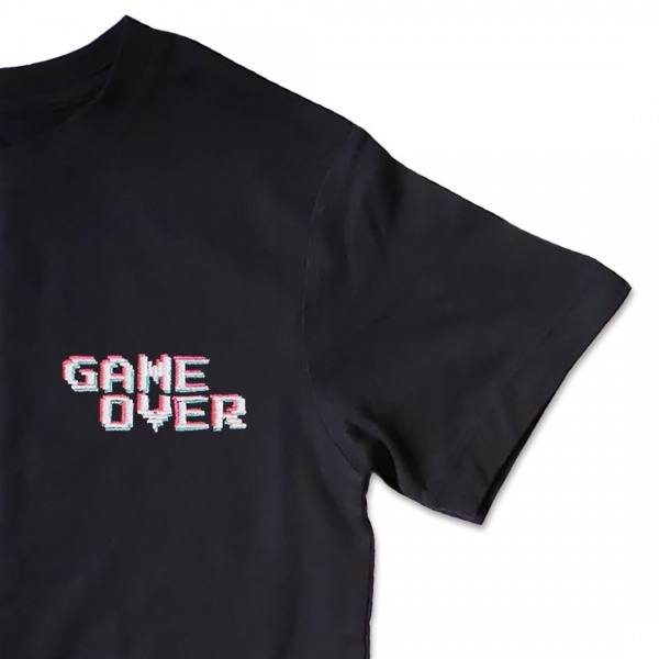 Organic Kids Gaming T Shirt - 'GAME OVER' Embroidery