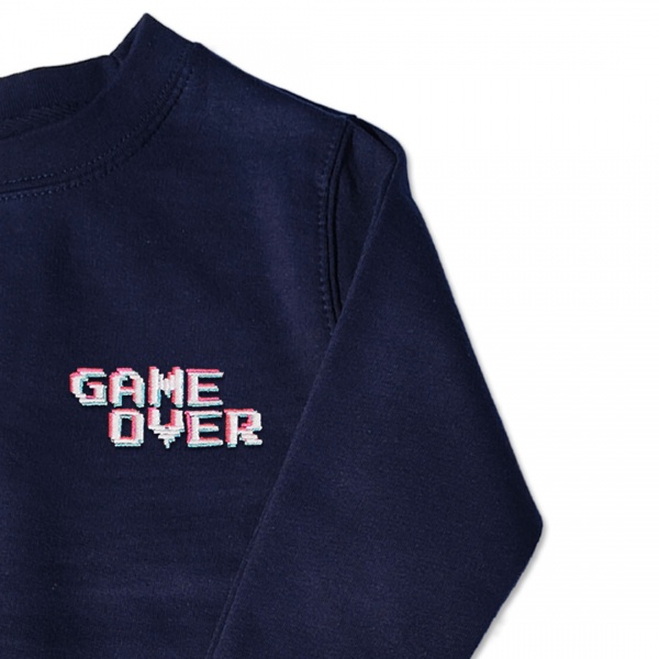 Kids Game Over Jumper - White Embroidery