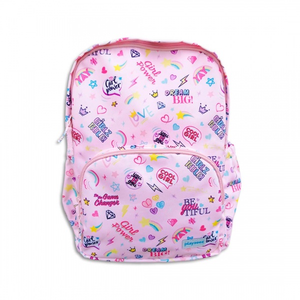 Girls Pink Backpack - 'Girl Power' print