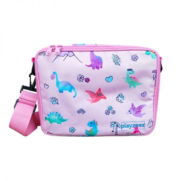 Girls Dinosaur Lunch Box - blush pink