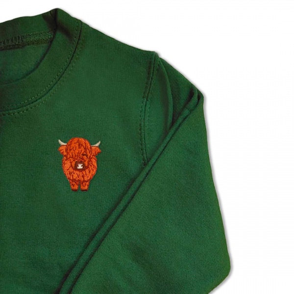 Kids Highland Cow Jumper - Tan Embroidery