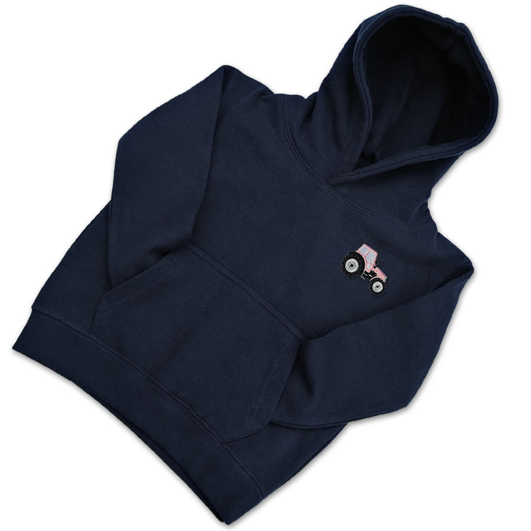 Organic Girls Tractor Hoodie - Blush Pink Embroidery