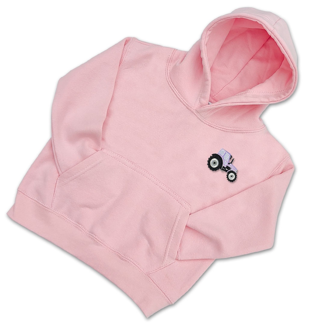 Organic Kids Tractor Hoodie Lilac Embroidery Playzeez