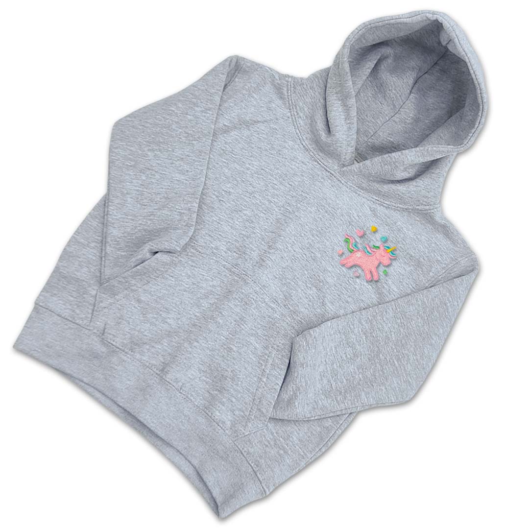 Organic Kids Unicorn Hoodie - Blush Pink Embroidery