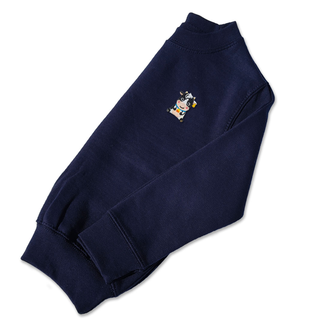 Boys Cow Jumper - Blue Embroidery