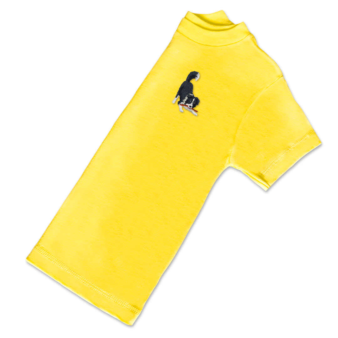 Organic Kids Playful Border Collie Dog T Shirt - Black Embroidery