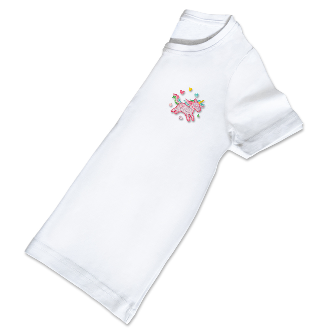 Organic Kids Unicorn T Shirt - Lilac Embroidery