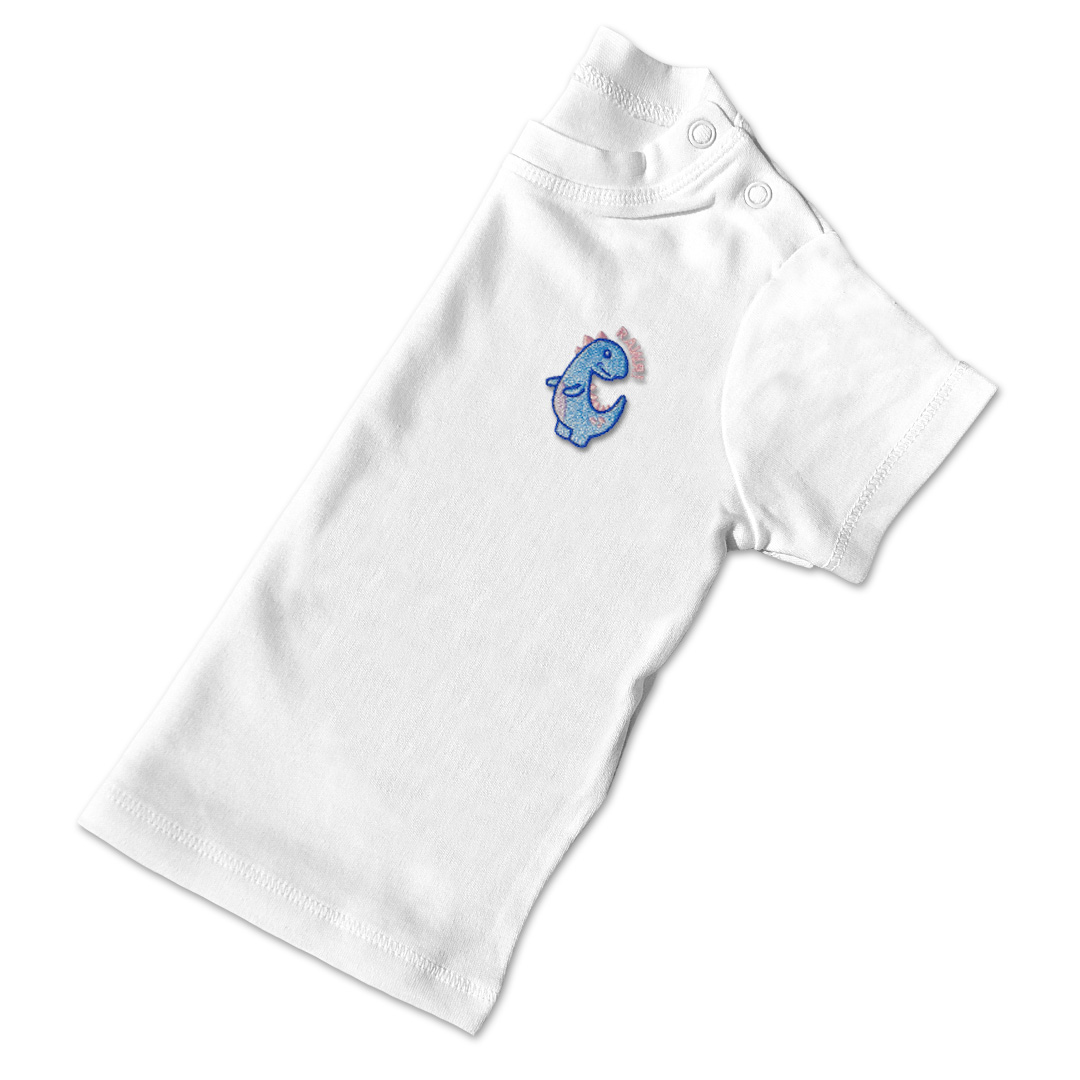 Baby Girls Dinosaur T-Shirt - Pale Blue Embroidery