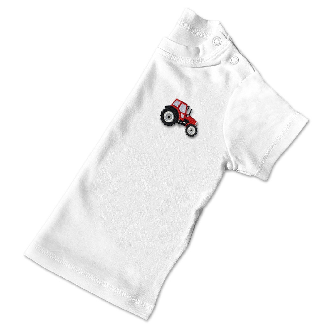 Baby Boys Organic Tractor T Shirt - Red Embroidery