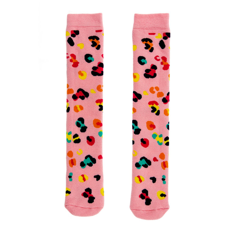 Squelch Pink Leopard Tot Welly Sock 6-8 Years