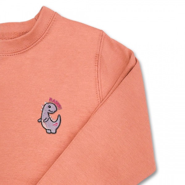 Girls Dinosaur Jumper - Lilac Embroidery