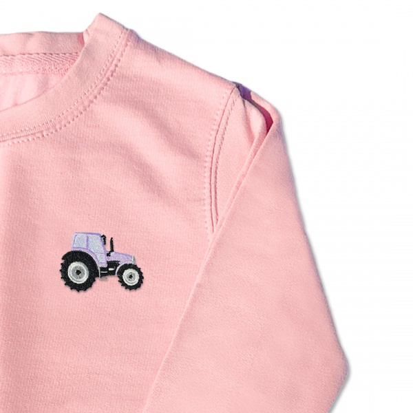 Girls Tractor Jumper - Lilac Embroidery