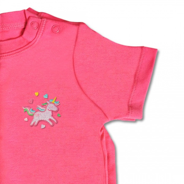 Baby Girls Organic Unicorn T Shirt - Lilac Embroidery