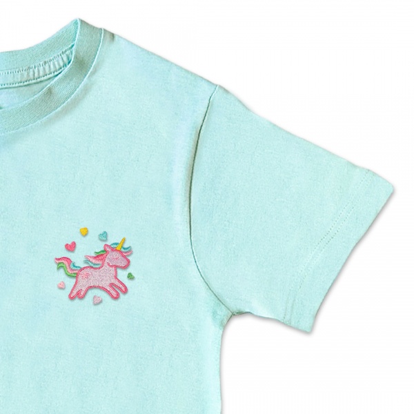 Organic Kids Unicorn T Shirt - Lilac Embroidery