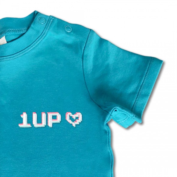 Baby Boys One Up T Shirt - Gaming Embroidery