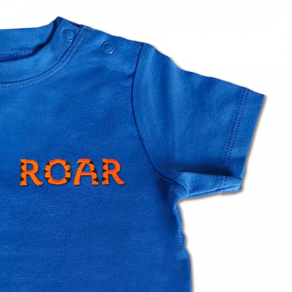 Baby Boys Organic ROAR T Shirt - Orange Embroidery