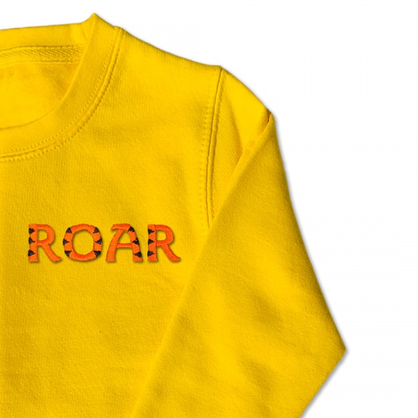 Boys Tiger Roar Slogan Jumper - Orange Embroidery