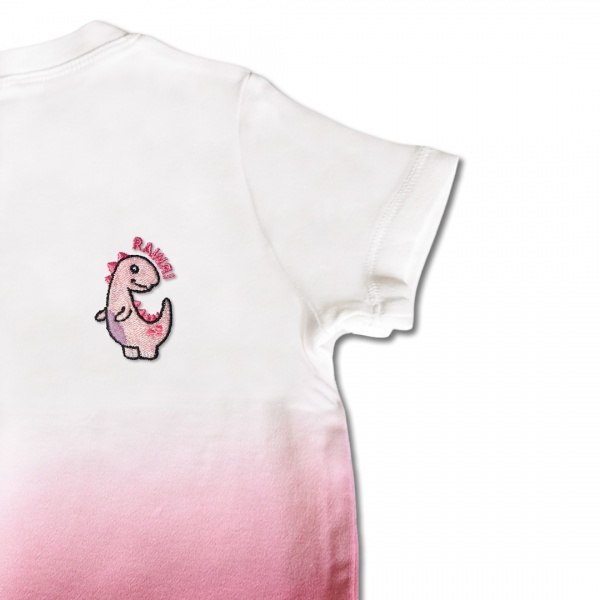 Baby Girls Dinosaur T-Shirt - Blush Pink Embroidery
