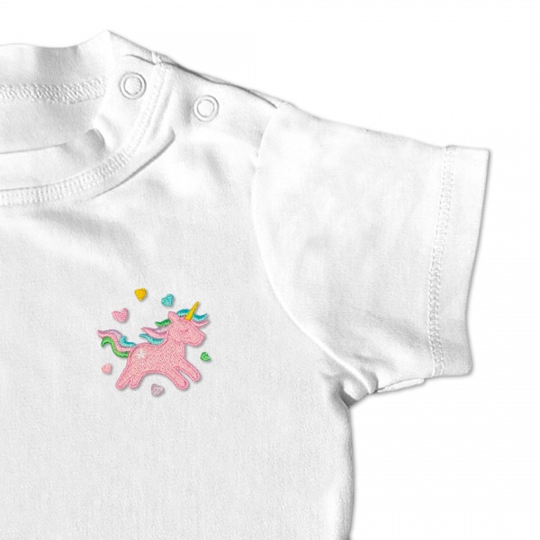 Baby Girls Unicorn T Shirt - Blush Pink Embroidery