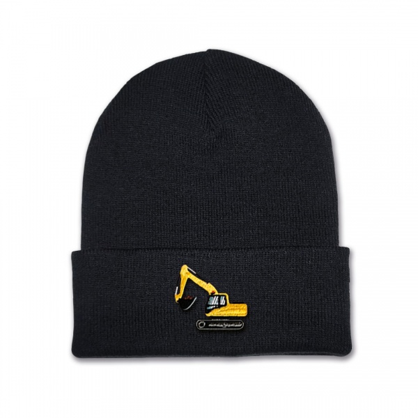 Kids Digger Beanie Hat - Yellow Embroidery