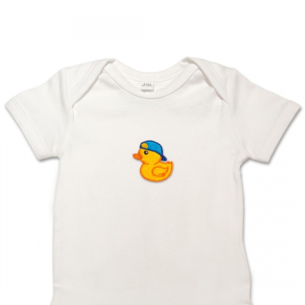 Organic Baby Body Suit - Cool Duck Embroidery