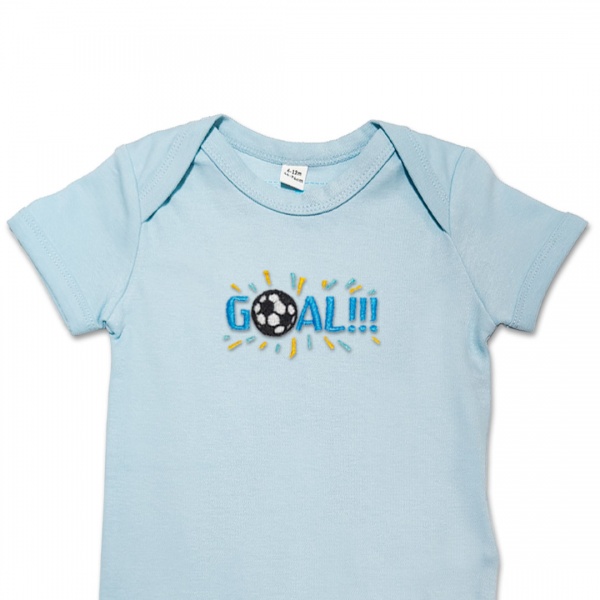 Organic Baby Body Suit - Goal Embroidery