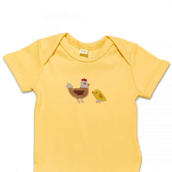 Organic Baby Body Suit - Hen and Chick Embroidery