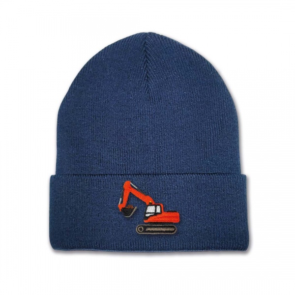 Kids Digger Beanie Hat - Orange Embroidery