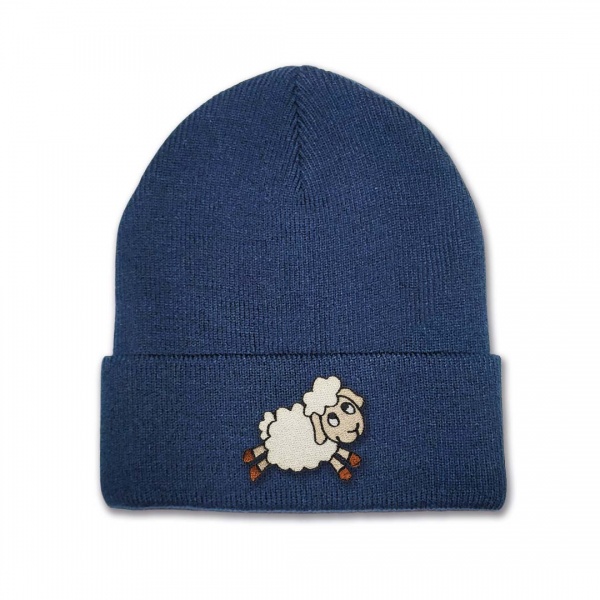 Kids Sheep Beanie Hat - Embroidery No1
