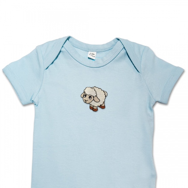 Organic Baby Body Suit - Sheep Embroidery No 2