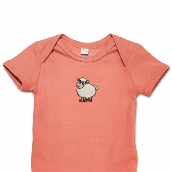 Organic Baby Body Suit - Sheep Embroidery No 3