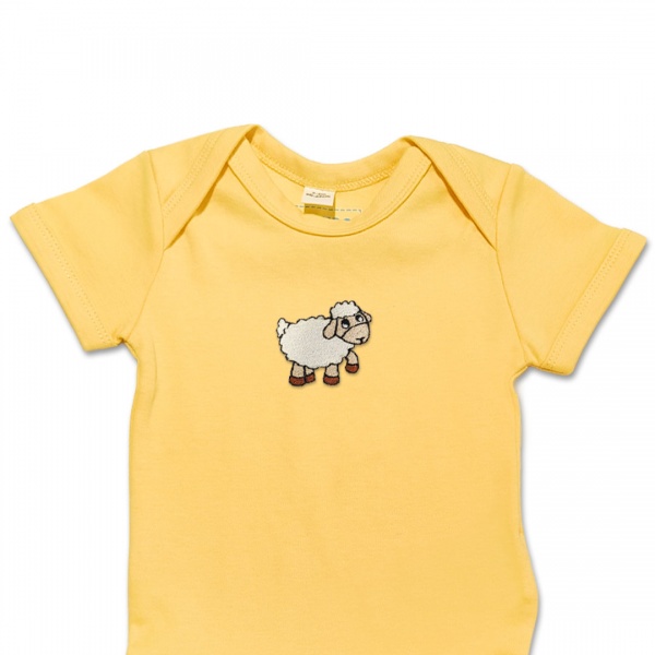 Organic Baby Body Suit - Sheep Embroidery No 4