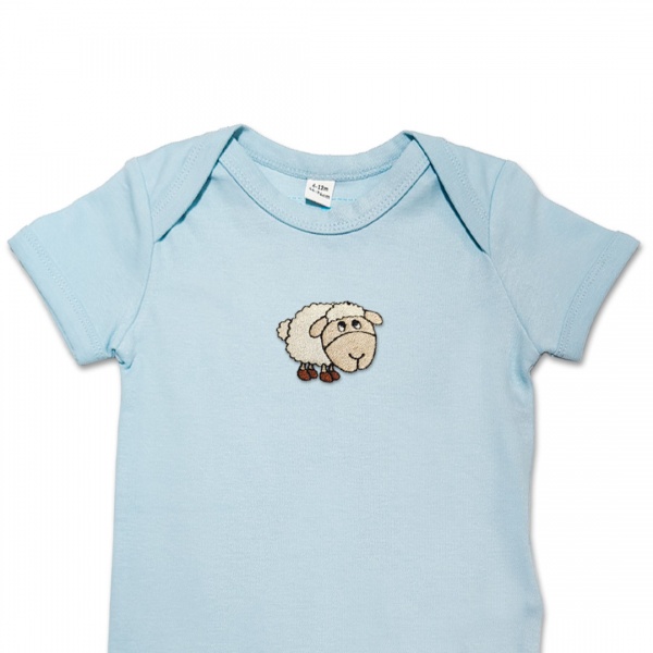 Organic Baby Body Suit - Sheep Embroidery No 6