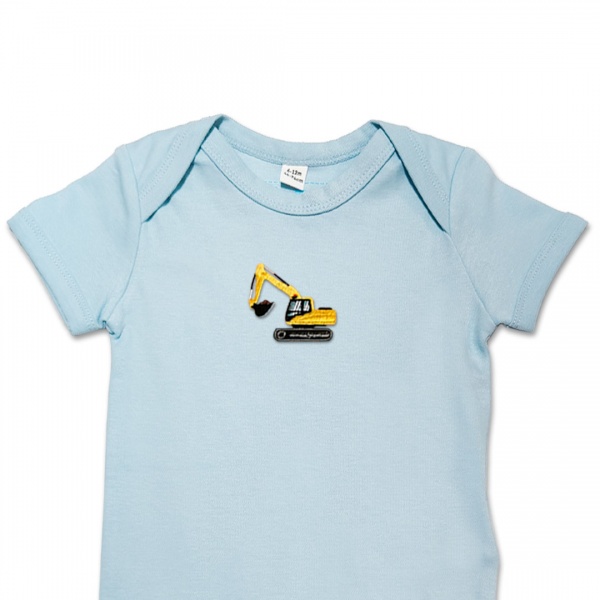 Organic Baby Body Suit - Yellow Digger Embroidery