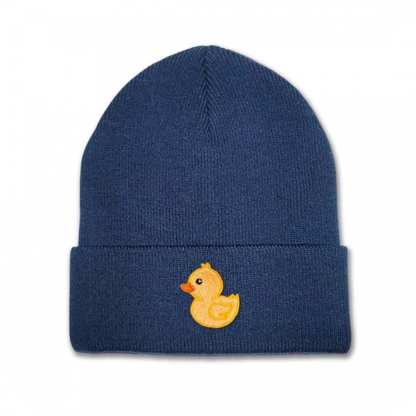 Kids Duck Beanie Hat - Yellow Embroidery